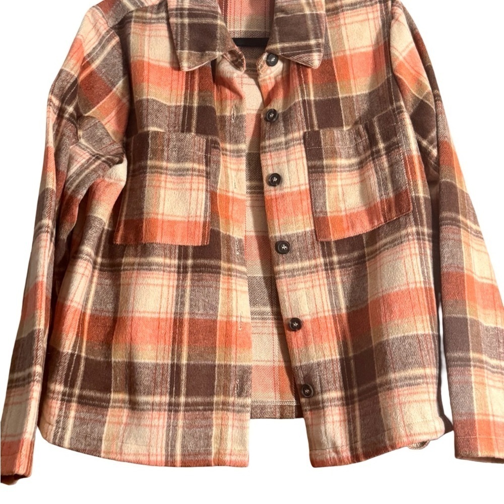 MELLODAY Orange and Brown Utility Jacket with Notched Lapel